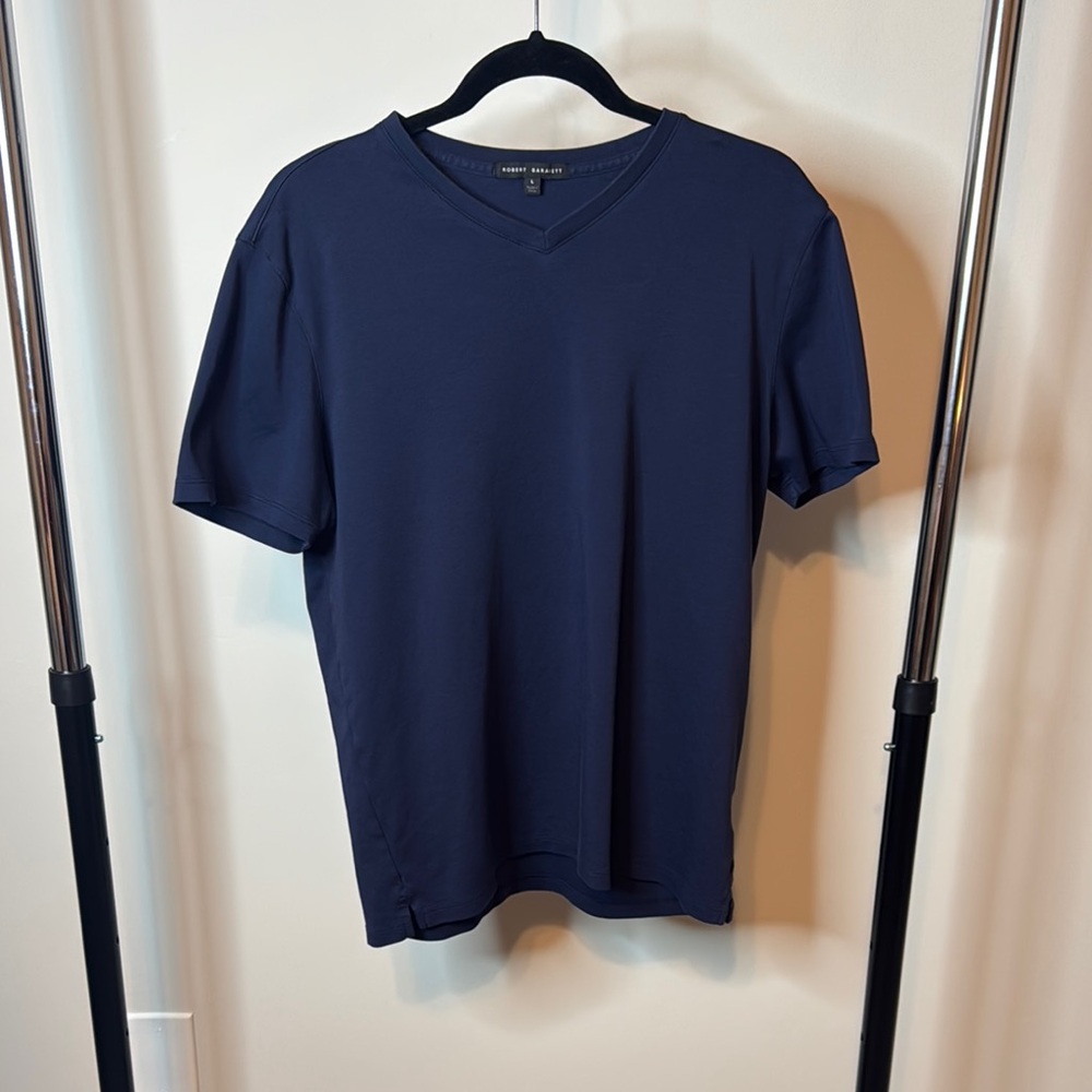 Robert Barakett Navy V-Neck Men's Shirt Size Large